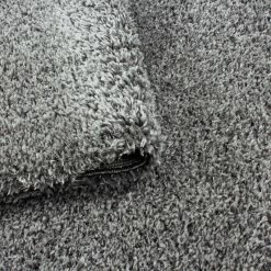 Xrugs Deep Pile Shaggy Rug Light Grey Plain Floor Carpets Small Large Round Fluffy Mat