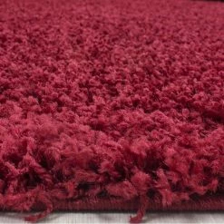 Xrugs Red Fluffy Rug New Modern Deep Pile Shaggy Carpet Small Large Plain Bedroom Mats