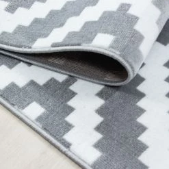 Xrugs Modern Rugs Grey White Checkered Pattern Mat Living Room Geometric Carpet Runner