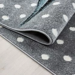 Xrug Kids Unicorn Rug Grey Blue White Childrens Animal Mats Round Nursery Play Carpet