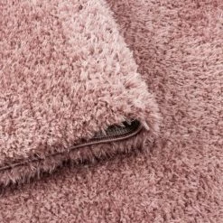Xrugs Fluffy Rug Plain Dusty Pink Deep Pile Shaggy Mat Modern Living Room Carpet Round