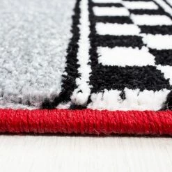 Xrugs Childrens Car Rug Red Grey White Kids Play Carpet Small Large Baby Boys Room Mat