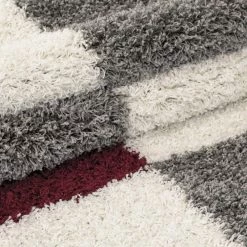 Xrugs Modern Rug Fluffy Shaggy Grey White Red Pattern Pattern Mat Room Hallway Carpet