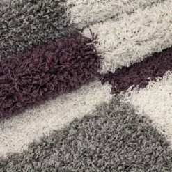 Xrugs Deep Pile Shaggy Rug Grey White Purple Fluffy Carpet New Modern Living Room Mat