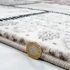 Xrugs Pink Grey Cream Rug Patchwork Pattern Small Large Wooven Carpet Living Room Bedroom Floor Mat