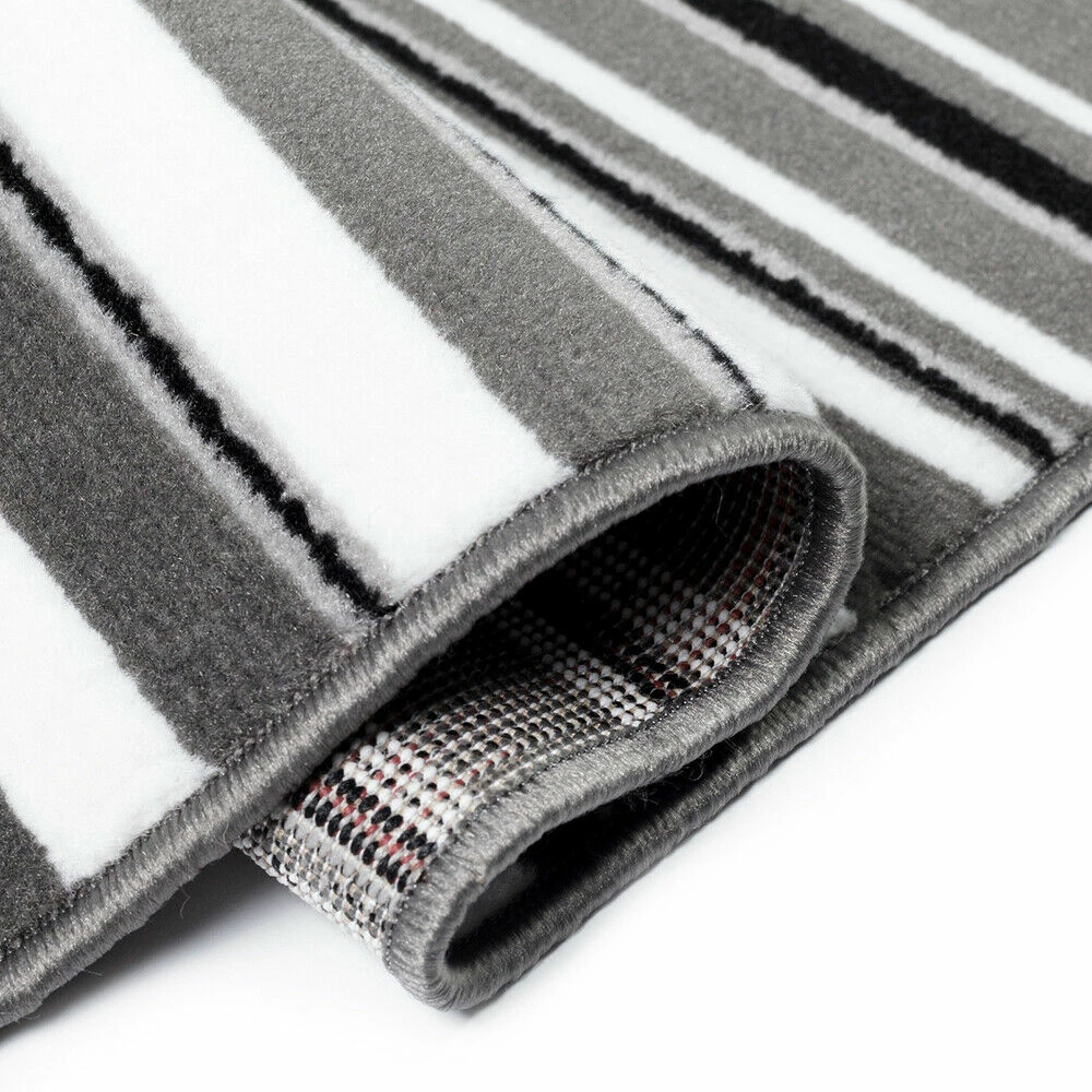 Xrugs Striped Rug Modern Pattern Grey Black Cream Mat Small Large Bedroom Floor Carpet 3 Xrugs Striped Rug Modern Pattern Grey Black Cream Mat Small Large Bedroom Floor Carpet