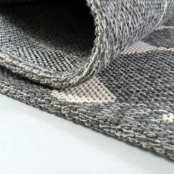 Xrugs Grey Cotton Rug Diamond Berber Pattern Extra Large Small Flatweave Carpet Modern Woven Patterned Mat Cotton Rugs