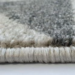 Xrugs Grey Cream Rug Geometric Pattern Woven Living Room & Bedroom Carpet Mat Small Large