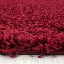 Xrugs Modern Rug Fluffy Shaggy Red High Pile Floor Carpet Dining Room Lounge Mat Round