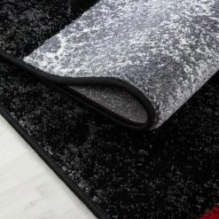 Xrugs Modern Rugs Black Grey Silver Red Check Pattern Mat Geometric Living Room Carpet