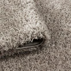 Xrugs Shaggy Rug New Modern Plain Beige Carpets Long Pile Living Room Round Fluffy Mat