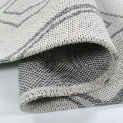 Xrugs Cream Diamond Rug Woven Grey Patterned Carpet 100% Cotton Washable Rug Runner Cotton Rugs