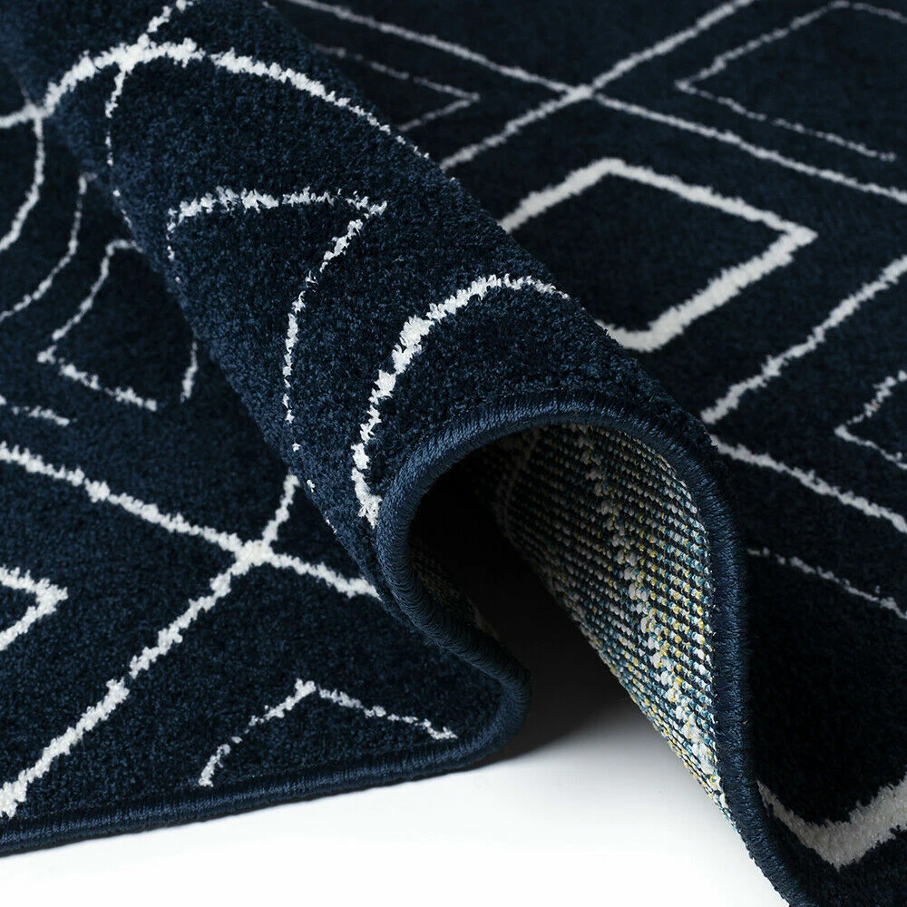 Xrugs Modern Rug Navy Blue White Soft Microfiber Check Mats Large Living Room Carpet 3 Xrugs Modern Rug Navy Blue White Soft Microfiber Check Mats Large Living Room Carpet
