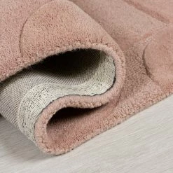 Xrugs Modern Dusky Pink Rug Geometric Dusty Plain Circle Pattern Woven Carpet Large Small Mat