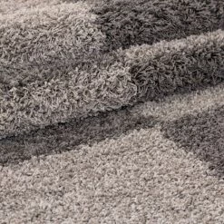 Xrugs Fluffy Rug Modern Grey Beige Deep Pile Shaggy Carpet Bedroom Floor Geometric Mat