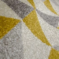 Xrugs Modern Mustard Yellow Grey Rugs Geometric Pattern Woven Low Pile Carpet Living Room & Bedroom Floor Mats