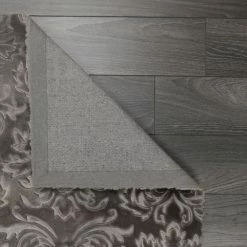 Xrugs Grey Oriental Rug Damask Floral Patterned Silver Carpet Bedroom Living Room Mat