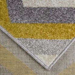 Xrugs Modern Mustard Yellow Grey Rug Chevron Zig Zag Woven Short Pile Carpet Mat For Living Room & Bedroom