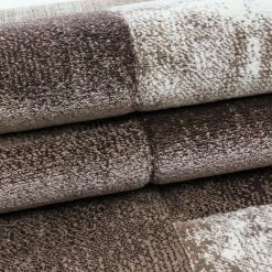 Xrugs Geometric Rug Modern Brown Beige Cream Check Carpet Small Large Room Hallway Mat