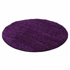 Xrugs Purple Shaggy Rug 50mm Long Pile Extra Large Small Deep Pile Rugs For Living Room Bedroom Circle Round Modern