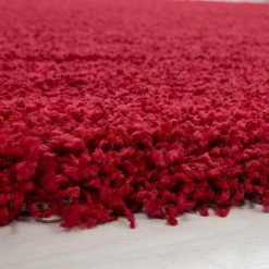 Xrugs Modern Red Shaggy Rug 50mm Long Pile Extra Large Small Deep Pile Rugs For Living Room Bedroom Circle Round Rugs