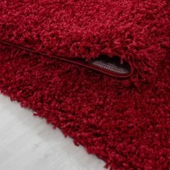 Xrugs Modern Red Shaggy Rug 50mm Long Pile Extra Large Small Deep Pile Rugs For Living Room Bedroom Circle Round Rugs
