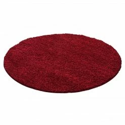 Xrugs Modern Red Shaggy Rug 50mm Long Pile Extra Large Small Deep Pile Rugs For Living Room Bedroom Circle Round Rugs