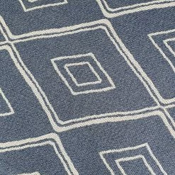 Xrugs Cotton Rug Navy Blue Diamond Pattern Washable Modern Woven Mat Carpet Small Extra Large