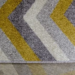 Xrugs Modern Mustard Yellow Grey Rug Chevron Zig Zag Woven Short Pile Carpet Mat For Living Room & Bedroom