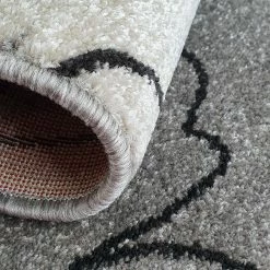 Xrugs Modern Floral Rug Grey Ivory Black Patterned Carpet Woven Living Room Floor Mats