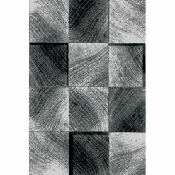 Xrugs Geometric Rug Black Grey Check Pattern Floor Mat Modern Bedroom Hallway Carpets