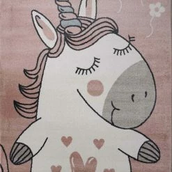 Xrugs Pink Unicorn Rug Kids Animal Baby Nursery Carpet Childrens Play Girls Room Mats