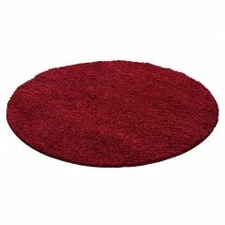 Xrugs Modern Rug Fluffy Shaggy Red High Pile Floor Carpet Dining Room Lounge Mat Round