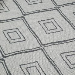 Xrugs Cream Diamond Rug Woven Grey Patterned Carpet 100% Cotton Washable Rug Runner Cotton Rugs