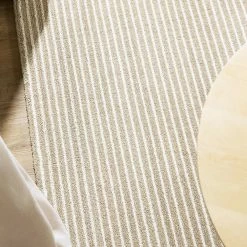 Xrugs Modern Pattern Rug Striped Beige White Microfiber Soft Pile Mat Bedroom Carpets