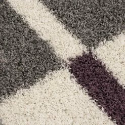 Xrugs Deep Pile Shaggy Rug Grey White Purple Fluffy Carpet New Modern Living Room Mat