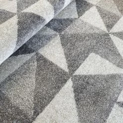 Xrugs Grey Cream Rug Geometric Pattern Woven Living Room & Bedroom Carpet Mat Small Large