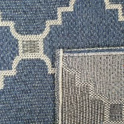 Xrugs Navy Blue Rug 100% Cotton Trellis Grey Pattern Large Small Hall Runner Flatweave Living Room Bedroom Runner Carpet Woven Washable Mat Cotton Rugs