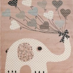 Xrugs Elephant Nursery Rug Modern Kids Room Pink Mat Childrens Animal Baby Girl Carpet