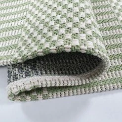 Xrugs Green Cream Cotton Rug Flatweave Carpet Striped Braided Pattern Washable Carpet Living Room Bedroom Mat Small Extra Large Hallway Runner Cotton Rugs