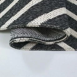 Xrugs Modern Black Rug 100% Cotton Washable Large Small Living Room Carpet White Cream Geometric Pattern Flat Woven Mat