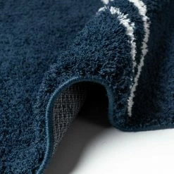 Xrugs Navy Rug Blue White Shaggy Machine Washable Very Soft New Living Room Carpet Mat Modern