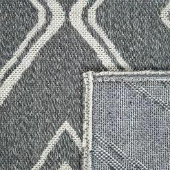 Xrugs Grey Rug Diamond Pattern 100% Cotton Small Extra Large Runner Washable Flatweave Carpet Living Room Bedroom Woven Mat