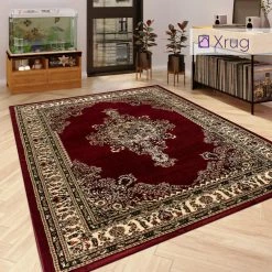 Xrugs Red Oriental Rug Beige Cream Floaral Traditional Pattern Thick Soft Woven Carpet Extra Large Small Area Mat