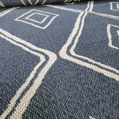 Xrugs Cotton Rug Navy Blue Diamond Pattern Washable Modern Woven Mat Carpet Small Extra Large