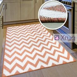 Xrugs Orange Kitchen Rug Flat Weave Rugs Chevron Hard Wearing Mat Small Large Runners