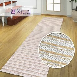 Xrugs Cotton Rug Yellow Mustard Cream Striped Small Large Runner Washable Living Room Bedroom Flat Woven Carpet Area Mat Cotton Rugs