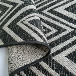 Xrugs Grey Black Zig Zag Rug Flat Weave Jute Look Chevron Carpet Small Large Long Kitchen Hallway Runner Indoor Mat