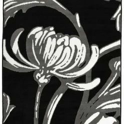 Xrugs Black And Grey Rug Modern Floral Pattern Carpet Large Bedroom Floor Lounge Mats