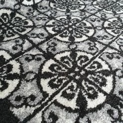Xrugs Grey Rug Moroccan Trellis Oriental Pattern Low Pile Woven Carpet Large Small Living Room Mat Modern